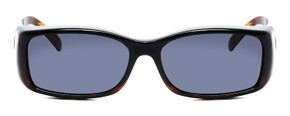 Front View of Foster Grant Unisex 60mm Fitover Sunglasses Gloss Black Tortoise Fade/Smoke Grey