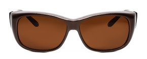 Front View of Foster Grant Solar Shield Lady 60mm Fitover Sunglasses Bronze Copper/Amber Brown