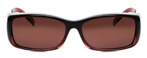 Front View of Foster Grant Ladies 59mm Fitover Sunglasses Black Pink Flower Crystal & Rose Red