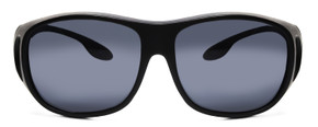 Front View of Foster Grant Solar Shield Men Oversized 60mm Fitover Sunglasses Black/Smoke Grey
