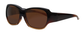 Profile View of Foster Grant Women Cateye 57mm Fitover Sunglasses Black Crystal Amber Fade/Brown