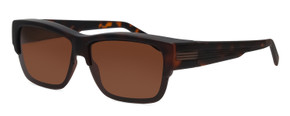 Profile View of Foster Grant Square .5-Rimless 58mm Fitover Sunglasses Dark Tortoise/Amber Brown