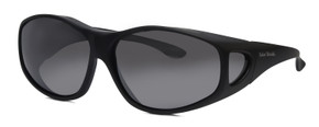 Profile View of Foster Grant Solar Shield 68mm Fitover Sunglasses Matte Black & Smoke Grey Flash