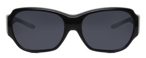 Front View of Foster Grant Solar Shield Ladies Cateye 59mm Fitover Sunglasses Gloss Black/Grey