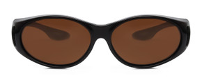 Front View of Foster Grant Solar Unisex Oval 60mm Fitover Sunglasses Dark Tortoise/Amber Brown