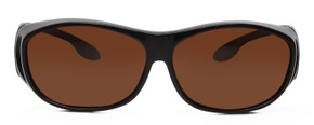 Front View of Foster Grant Solar Shield Women Oval 60mm Fitover Sunglasses Dark Tortoise/Brown