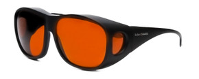 Profile View of Foster Grant Round 62mm Fitover Sunglasses in Matte Black & Copper Polycarbonate