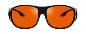 Front View of Foster Grant Round 62mm Fitover Sunglasses in Matte Black & Copper Polycarbonate