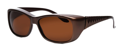 Profile View of Foster Grant Solar Shield Lady 60mm Fitover Sunglasses Bronze Copper/Amber Brown