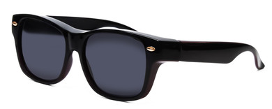 Profile View of Foster Grant Ladies Classic 53mm Fitover Sunglasses Black Purple Gold/Smoke Grey