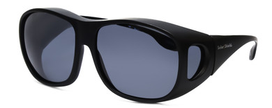 Profile View of Foster Grant Solar Shield Men Oversized 60mm Fitover Sunglasses Black/Smoke Grey