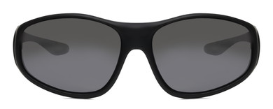 Front View of Foster Grant Solar Shield Mens Classic 60 mm Fitover Sunglasses Black/Grey Flash