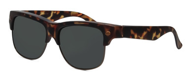 Profile View of Foster Grant 58mm Fitover Sunglasses Matte Tortoise Havana Brown Gold/Smoke Grey