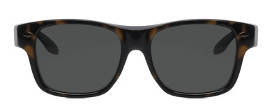 Front View of Foster Grant 55mm Fitover Sunglasses in Gloss Black Tortoise Havana & Smoke Grey