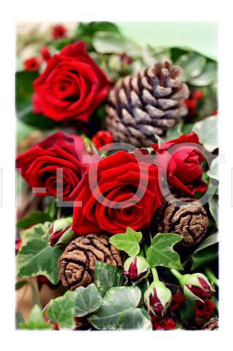 Holiday Christmas Theme Cleaning Cloth, Cones And Roses