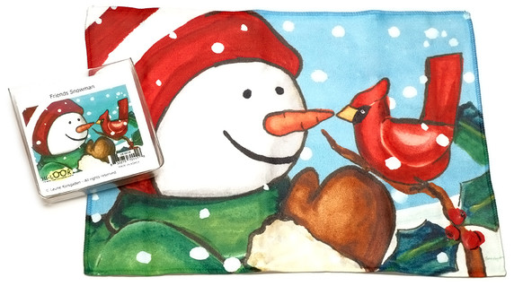 Holiday Christmas Theme Cleaning Cloth, Friends Snowman