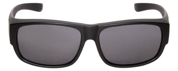 Front View of Calabria 9011POL Medium Polarized Fitover Sunglasses in Matte Black & Smoke Grey