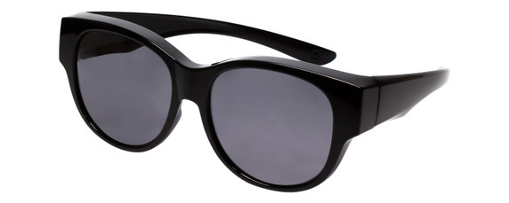 Profile View of Calabria 9016 Medium/Large Polarized Fitover Sunglasses Gloss Black & Smoke Grey