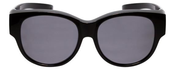 Front View of Calabria 9016 Medium/Large Polarized Fitover Sunglasses Gloss Black & Smoke Grey