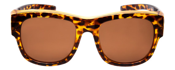 Front View of Calabria 9017-POL Large Polarized Fitover Sunglasses in Gloss Cheetah Gold&Brown