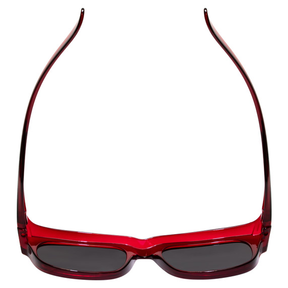 Top View of Calabria 9017 Large Polarized Fitover Sunglasses Gloss Crystal Red & Smoke Grey