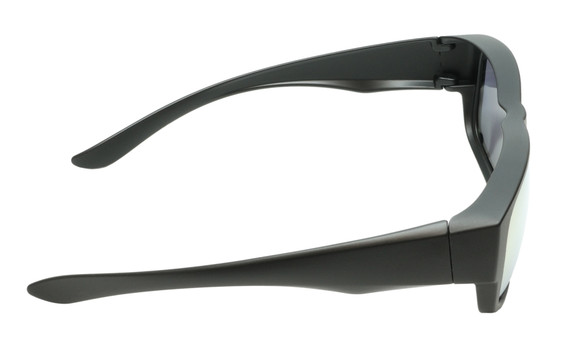 Side View of Calabria 9011-RRV Large Polarized Fitover Sunglasses Matte Black & Gold Mirror