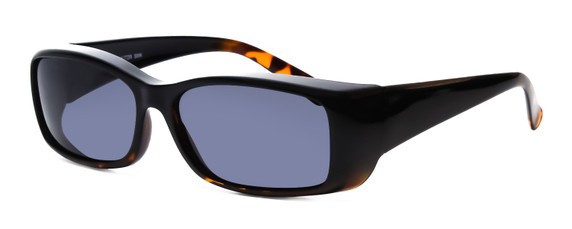 Profile View of Foster Grant Unisex 60mm Fitover Sunglasses Gloss Black Tortoise Fade/Smoke Grey
