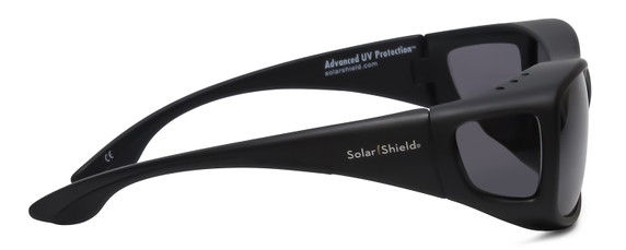 Side View of Foster Grant Solar Shield Unisex 60 mm Fitover Sunglasses Matte Black/Smoke Grey