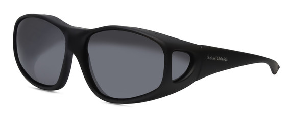 Profile View of Foster Grant Solar Shield Mens Classic 60 mm Fitover Sunglasses Black/Grey Flash