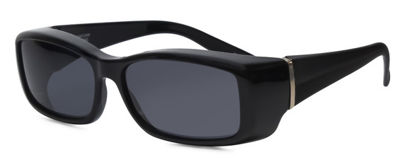 Profile View of Foster Grant Solar Shield Unisex 58mm Fitover Sunglasses Gloss Black Silver/Grey