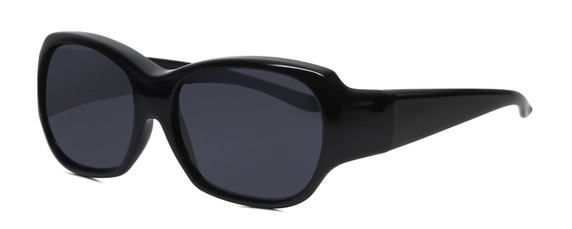 Profile View of Foster Grant Solar Shield Ladies Cateye 59mm Fitover Sunglasses Gloss Black/Grey