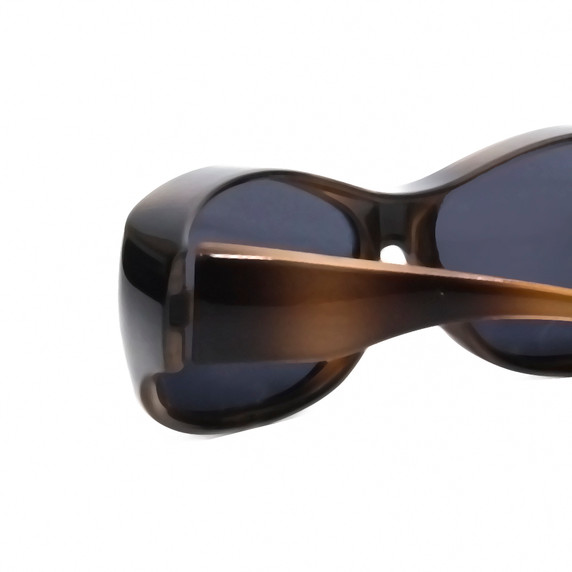Close Up View of Foster Grant Unisex Oval 62mm Fitover Sunglasses Tortoise Havana Brown Gold/Grey