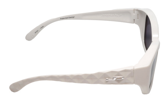 Side View of JP Jonathan Paul Beverly Womens Fitovers Sunglasses Gloss White & Polarized Grey