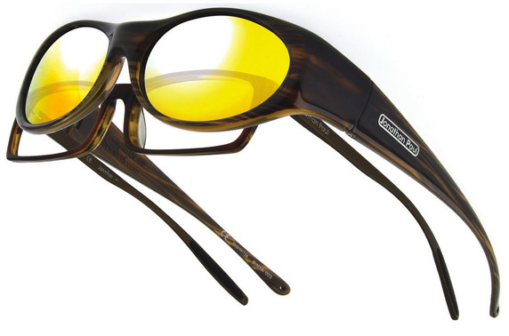 Jonathan Paul® Fitovers Eyewear Small Binya in Brown-Feather & Gold Mirror BN003YM