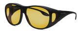 Profile View of Foster Grant 60 mm Fitover Sunglasses in Black/Yellow Polycarbonate Night Driver
