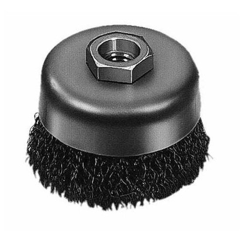 Milwaukee 48-52-1600 Cup Brush, 6 in Dia Brush, 5/8-11 Arbor Hole, 0.014 in Dia Filament/Wire, Crimped, Carbon Steel Fill