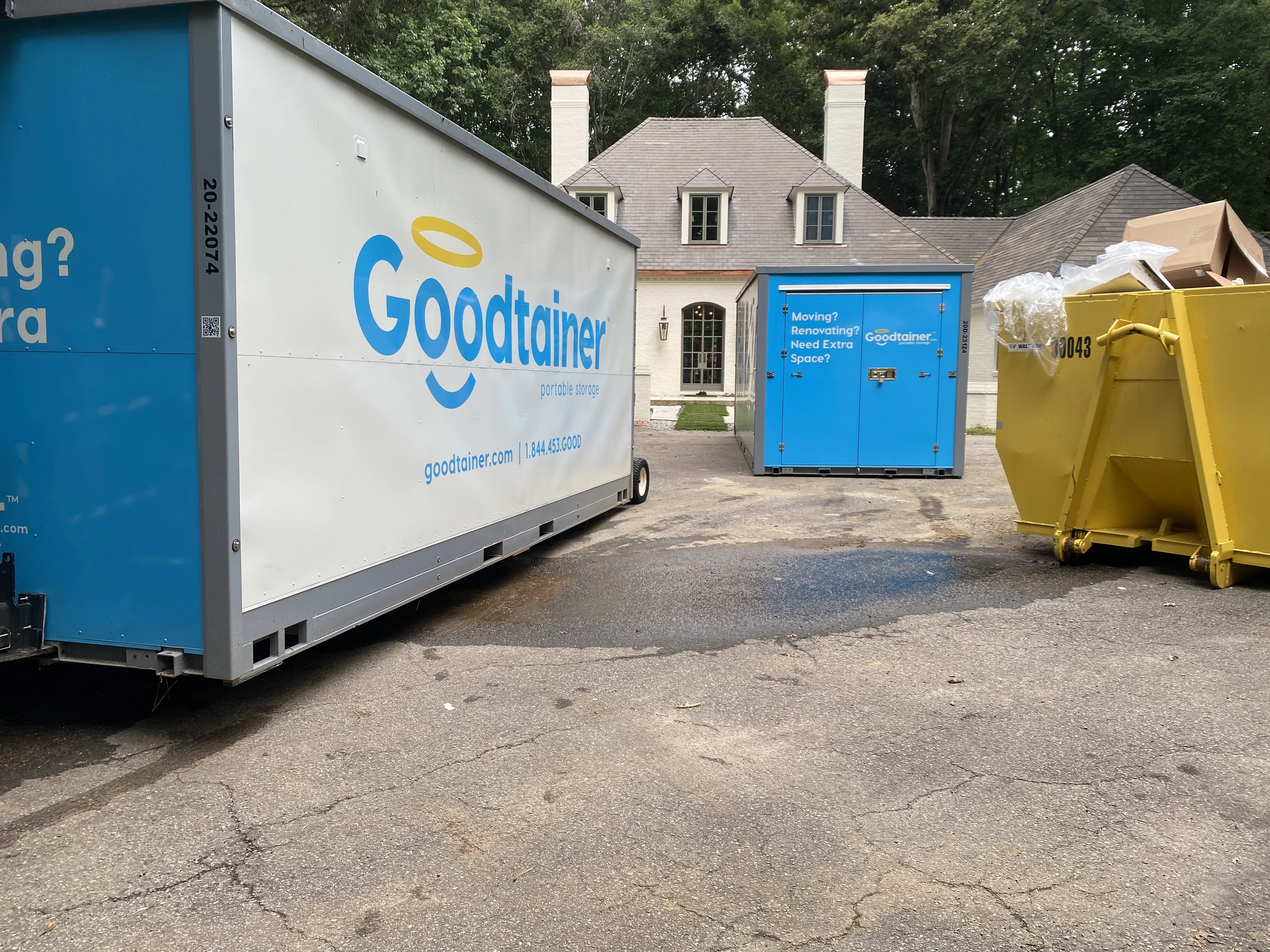 Goodtainer storage containers on a construction job site in Spartanburg, SC