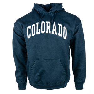 Men's Hoodie Colorado Arched Logo Sweatshirt, navy and white Men's Hoodie Colorado Arched Logo Sweatshirt, navy and white