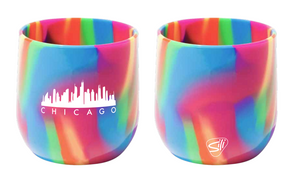 Chicago Skyline Sili Pint Silicone Wine Glass - Hip Hop Rainbow