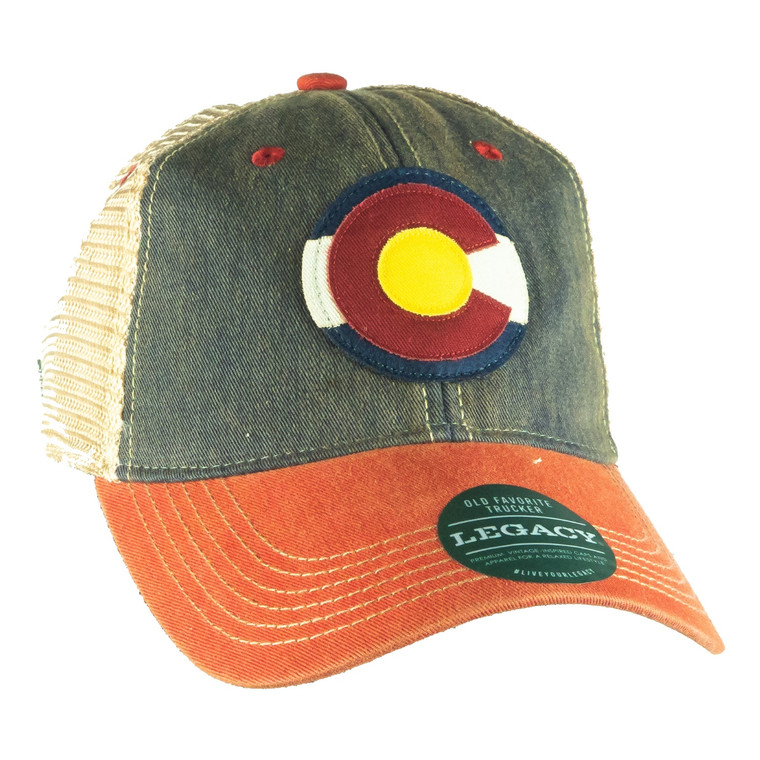 Colorado Flag Circular Emblem Hat, navy scarlet red