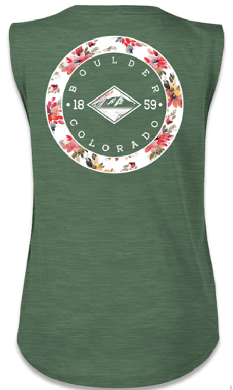 Women's Boulder Potpourri Skyline Tank - Back Sage