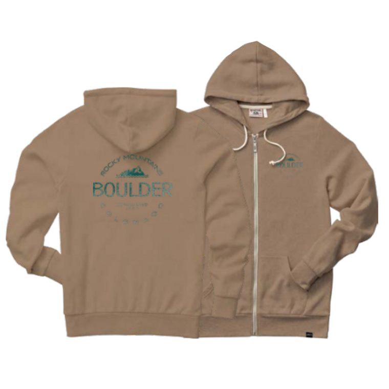 Boulder Flatirons Intersect Full Zip Hoodie - Hazelnut