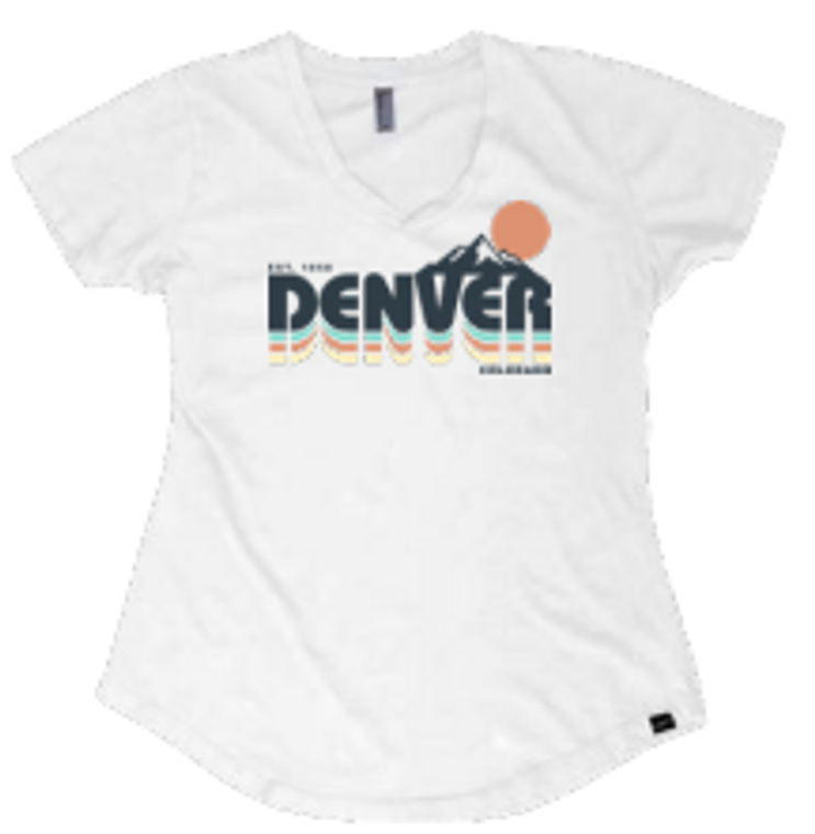 Denver Women's Flatirons Constant V-Neck Short Sleeve T-Shirt - White