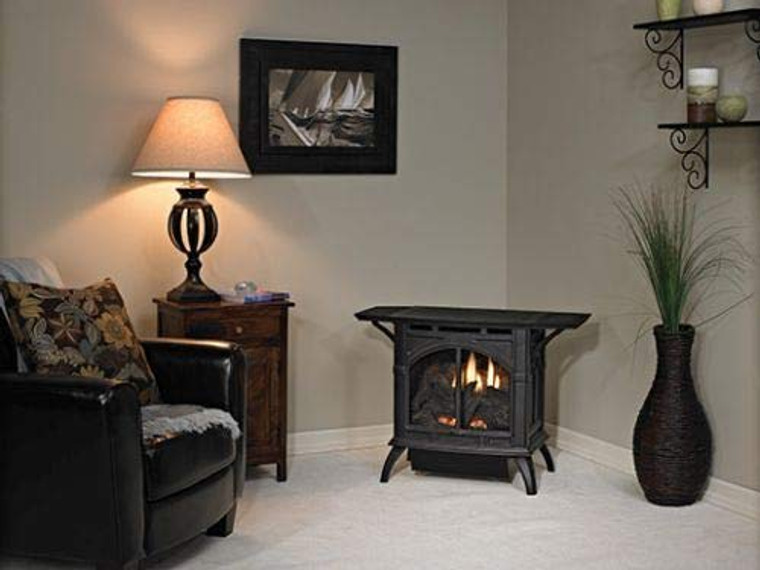 Empire Cast Iron Stove w/ 10K BTU Contour Burner in Porcelain Mahogany