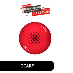 Ceiling Horn/Strobe, 15-115cd, Red, FIRE Marking. GRSW-10 Room Side Wiring Plate required, ordered separately. GCAVRF Ceiling Horn/Strobe, 15-115cd, Red, FIRE Marking. GRSW-10 Room Side Wiring Plate required, ordered separately. GCAVRF