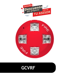 Ceiling Strobe, 15-115cd, Red, FIRE Marking. GRSW-10 Room Side Wiring Plate required, ordered separately. GCVRF Ceiling Strobe, 15-115cd, Red, FIRE Marking. GRSW-10 Room Side Wiring Plate required, ordered separately. GCVRF