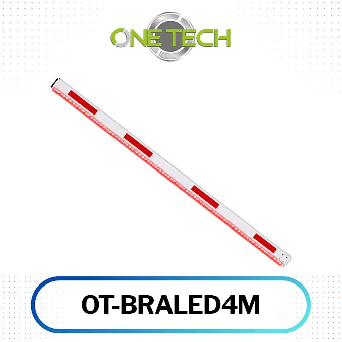OT-BRALED4M, Onetech, Qdigital, brazo rígido para barrera vehicular, brazo con LED, brazo de aluminio 4 metros, barrera servomotor, pluma vehicular iluminada, control de acceso vehicular, accesorios para barreras automáticas, señalización vehicular, acceso vehicular, automatización de accesos, seguridad en estacionamientos, control de acceso para estacionamientos.