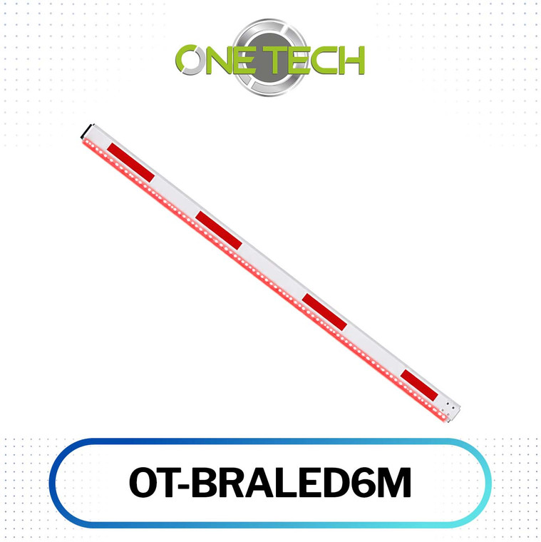 OT-BRALED6M, Onetech, Qdigital, brazo para barrera vehicular, brazo de aluminio para barrera, brazo con LED, brazo rígido 6 metros, pluma vehicular iluminada, barrera automática, control de acceso vehicular, accesorios para barreras, brazo para estacionamiento, brazo para servomotor, barrera DC, señalización vehicular, seguridad en accesos.