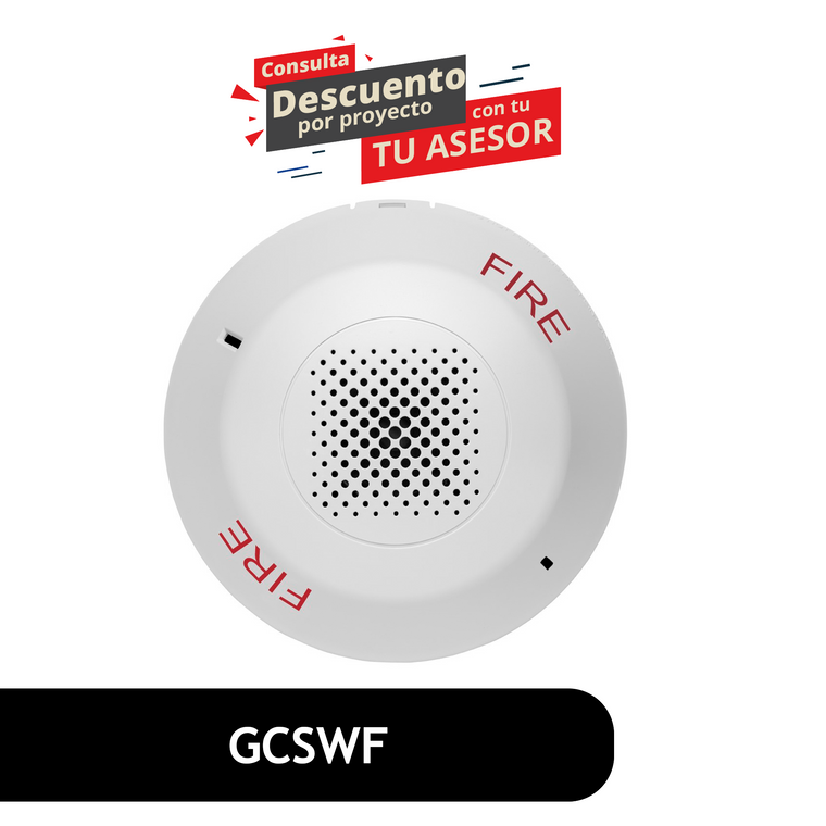 Ceiling Speaker, White, FIRE Marking. Room Side Wiring Plate included. GCSWF