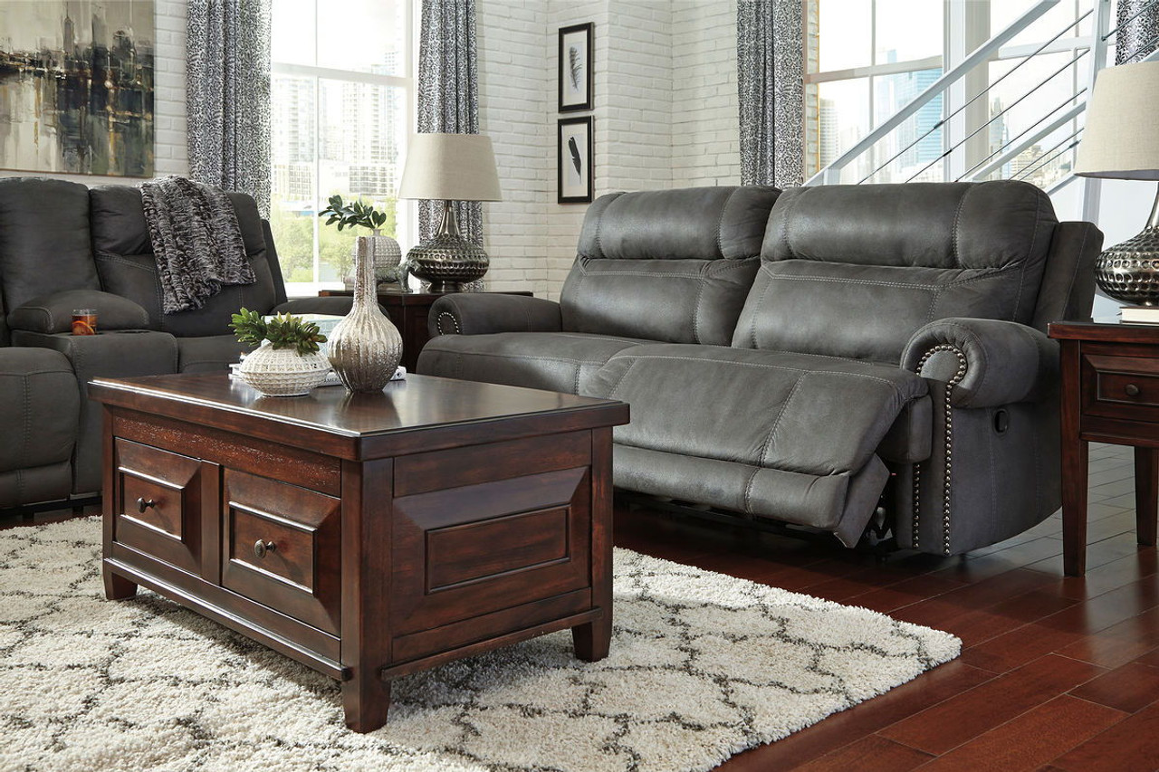 Austere gray shop reclining sofa